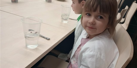 Powiększ grafikę: Dziewczynka pozuje do zdjęcia wraz ze swoim eksperymentem.